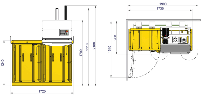 MC4 baler Dimensions